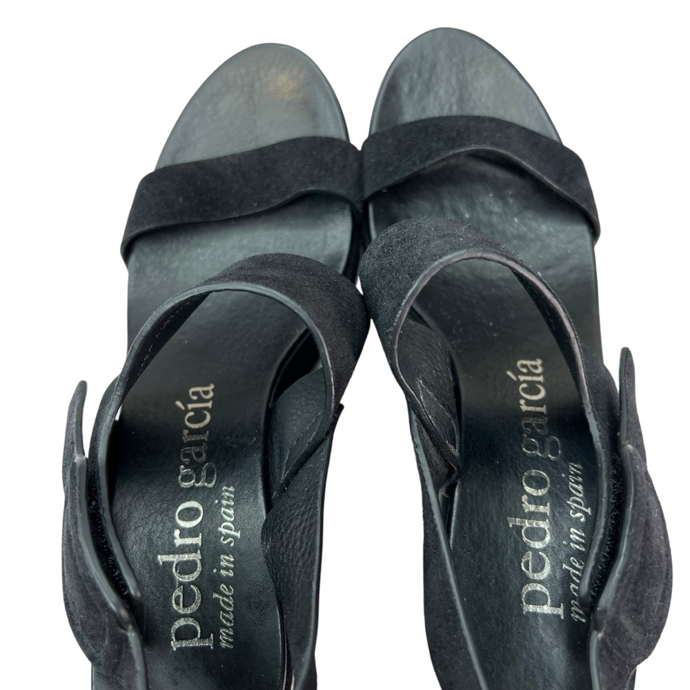 Pedro Garcia Desi Black Castoro Suede Leather Platform Wedge Sandals - Picture 7 of 8